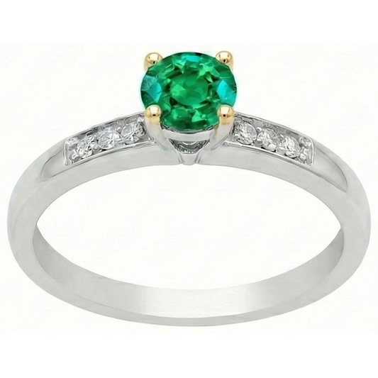 Authentischer Smaragd Farbstein-Ring 1,50 Karat Zweifarbiges 14K Gold – Frontansicht