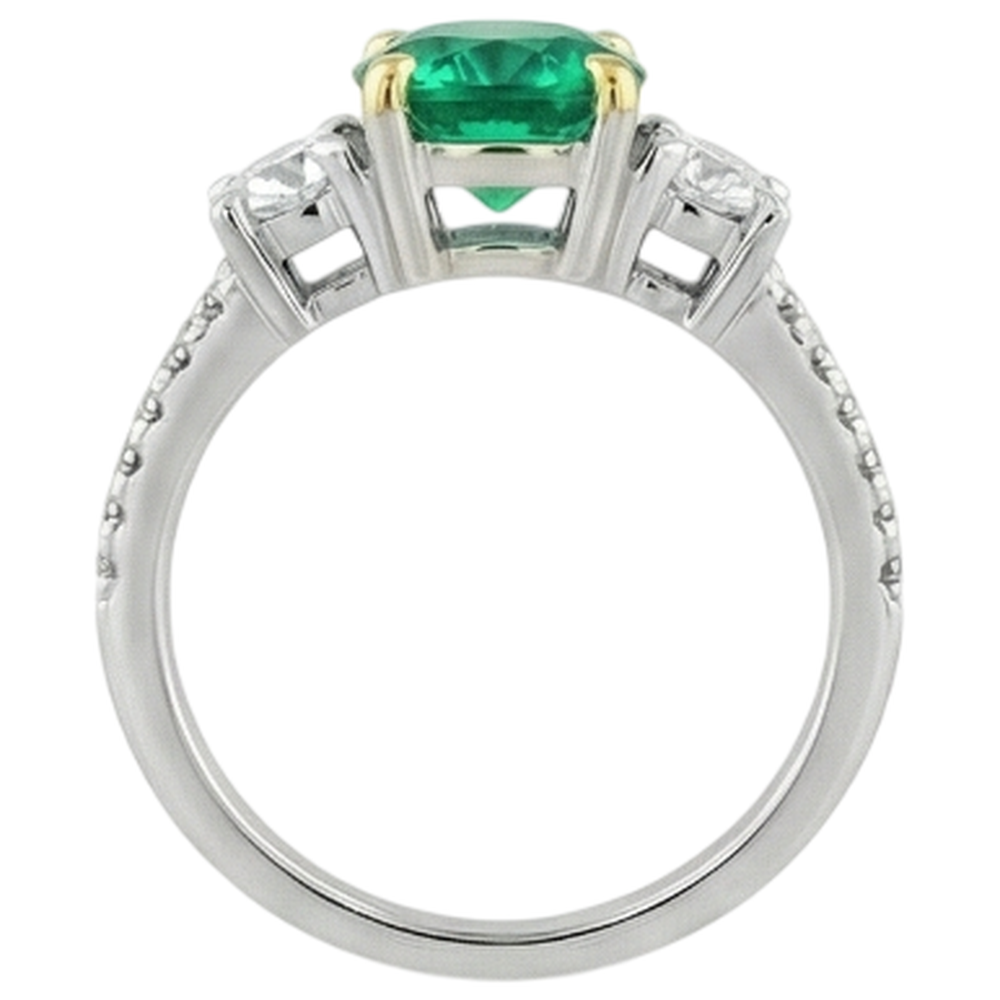 Naturreiner Edler Smaragd Schmuckstein-Ring 2 Karat Zweifarbiges 14K Gold – Draufsicht