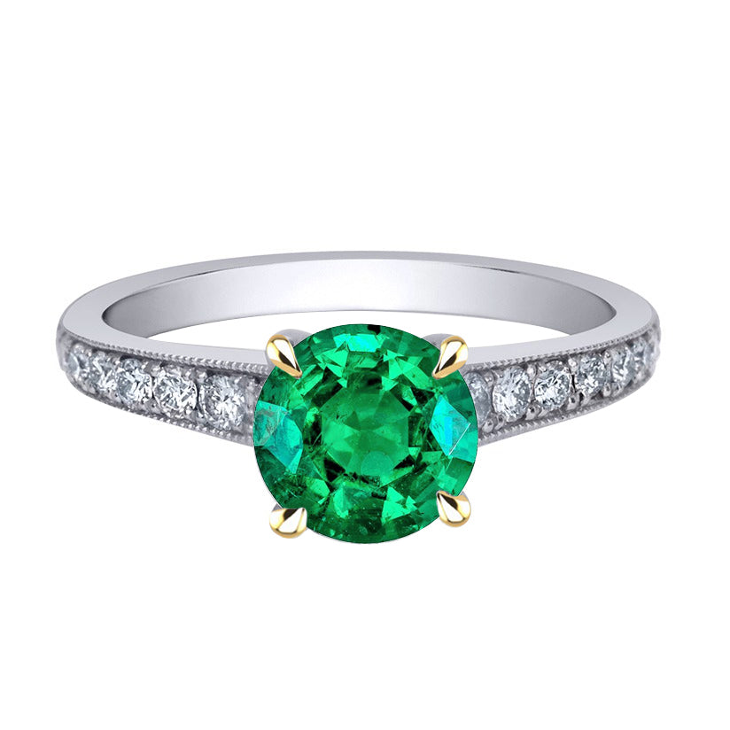 Kolumbianischer Smaragd Schmuckstein-Ring 2,50-Karat 14 Karat Zweifarbig Gold – Hauptansicht