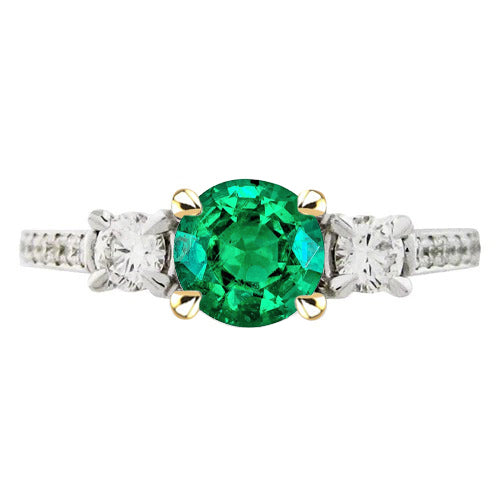 Edler Smaragd Schmuckstein-Ring 2-Karat Zweifarbiges 14K Gold – Hauptansicht