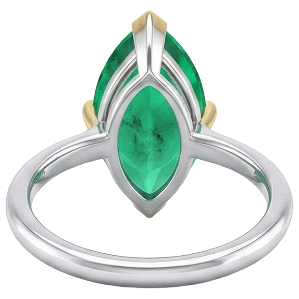 Kolumbianischer Smaragd Farbstein-Ring 3-Karat Bicolor 14K Gold – Rückansicht