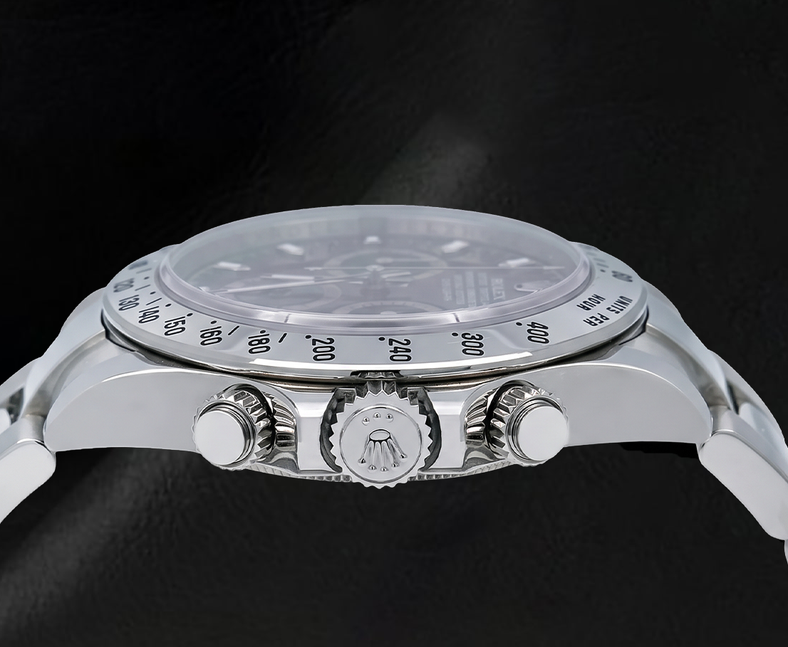 Rolex Cosmograph Daytona 116520 40 mm Uhr aus Edelstahl mit schwarzem Zifferblatt