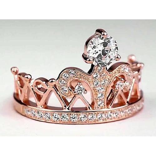 Crown Stil Runder Echt Diamant Jubiläumsring 1,50 Karat Roségold 14K