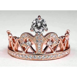 Crown Stil Runder Echt Diamant Jubiläumsring 1,50 Karat Roségold 14K