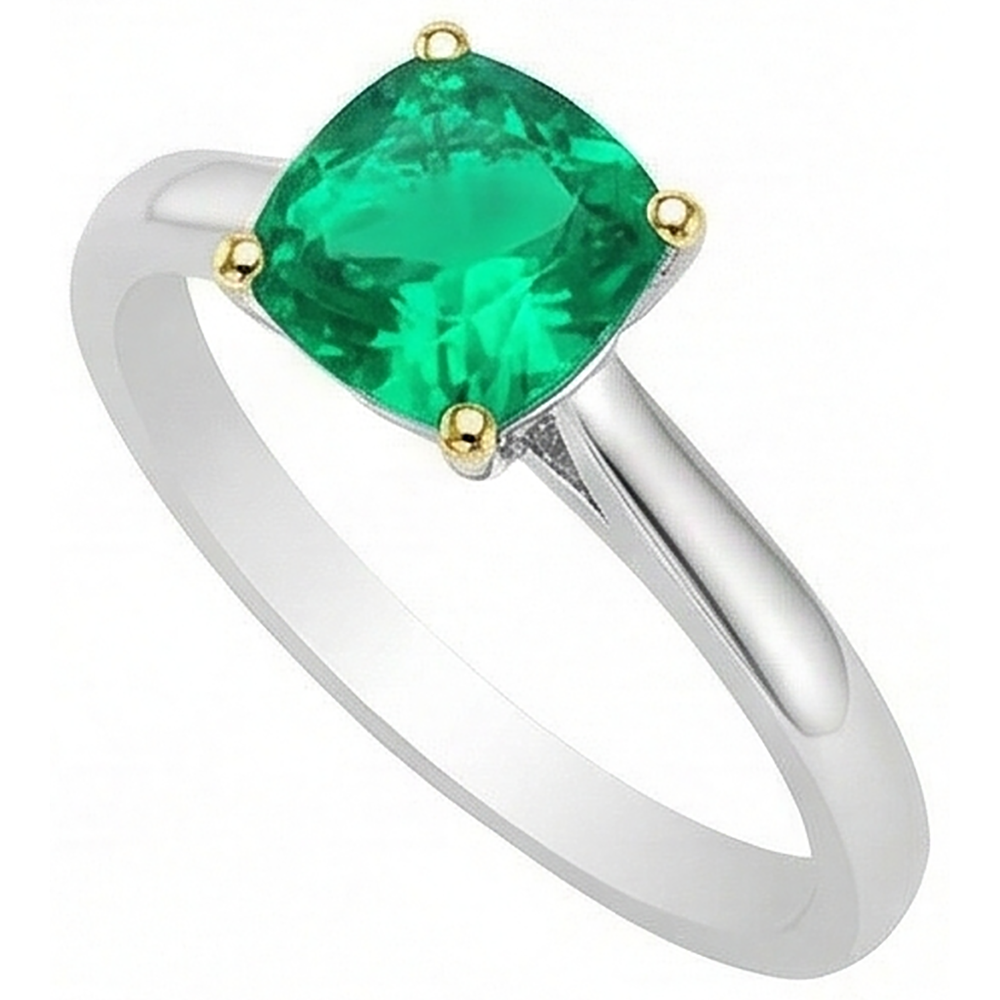 Schmuckstein-Ring Bicolor 14K Gold mit Edler Smaragd – Profilansicht
