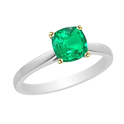 Schmuckstein-Ring Bicolor 14K Gold mit Edler Smaragd – Hauptansicht