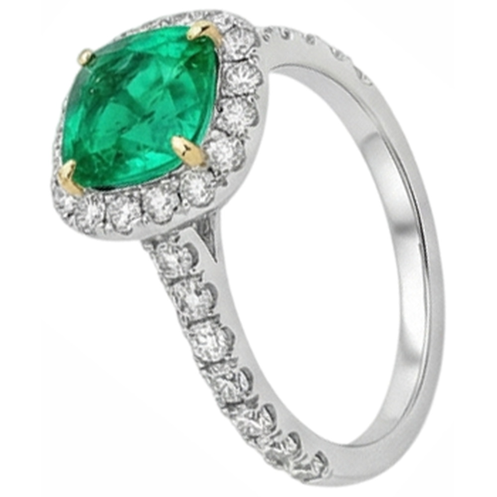 Kolumbianischer Smaragd Edelstein-Ring 3,50-Karat Bicolor 14K Gold – Seitenansicht