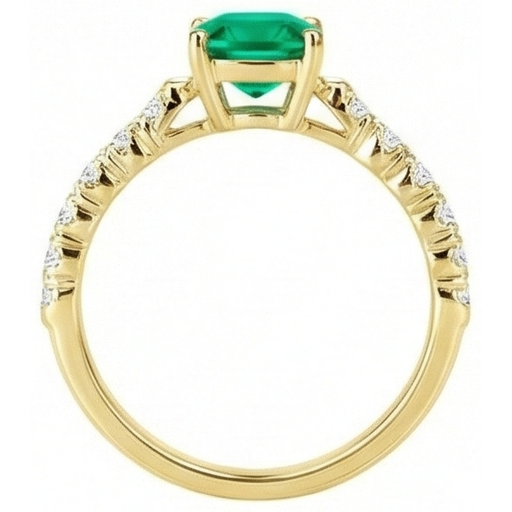 Authentischer Smaragd Farbstein-Ring – Profilansicht