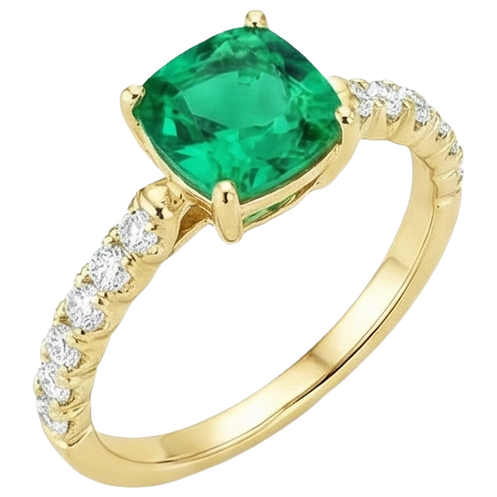 Authentischer Smaragd Farbstein-Ring – Seitenansicht