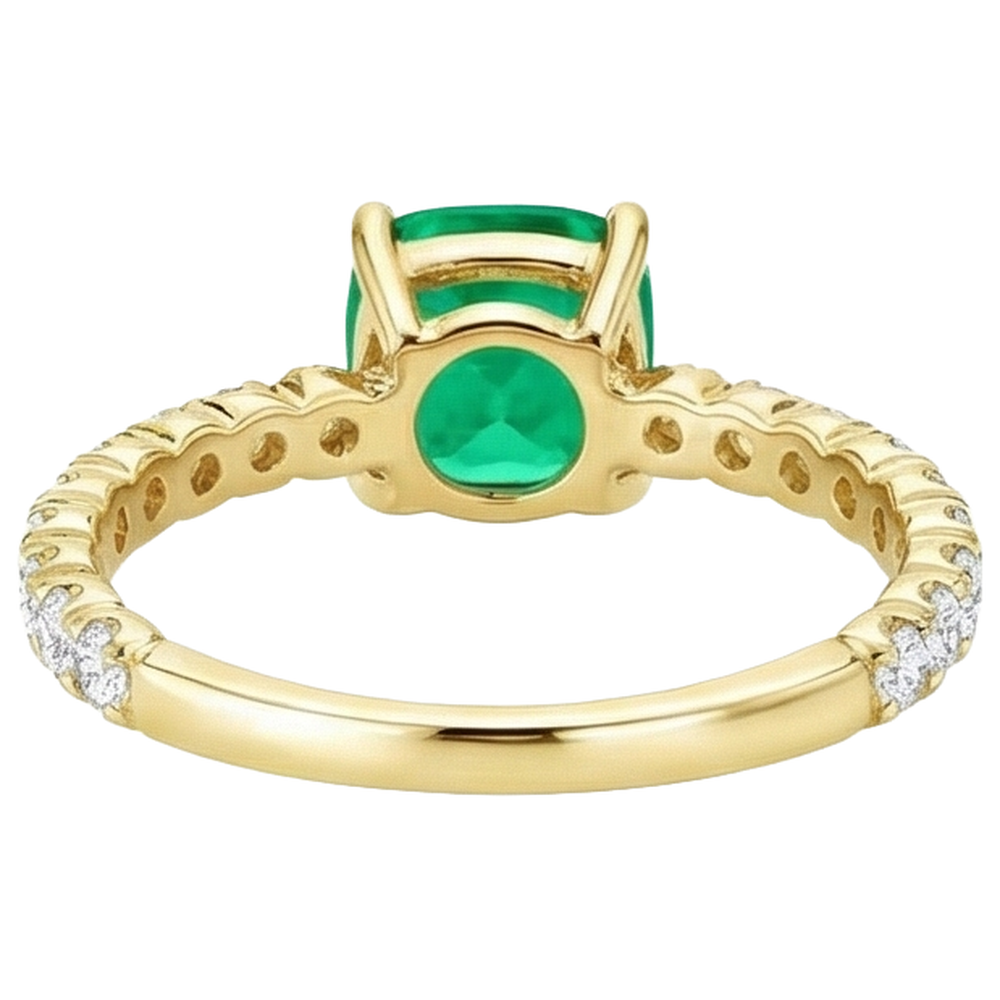 Authentischer Smaragd Farbstein-Ring – Draufsicht