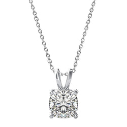 Cushion Cut Solitaire Echt Aus der Erde Abgebauter Natürlicher Diamant Halskette Anhänger 1.50 ct 14K Weißgold