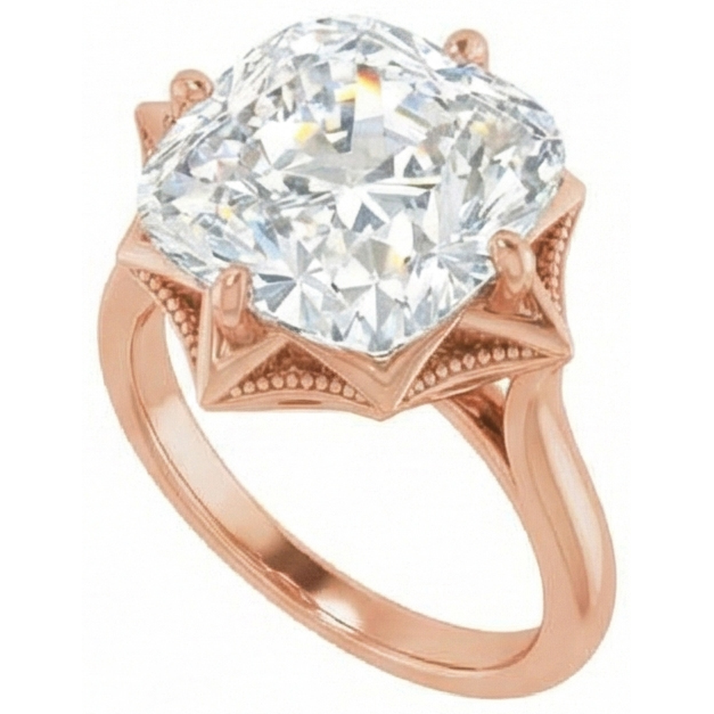 Solitär-Ring 14K Roségold mit Brillant – Schrägansicht