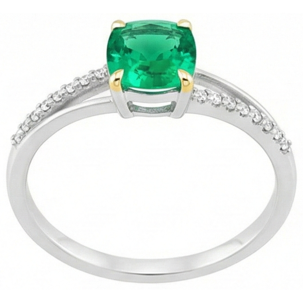 Erdgewonnener Smaragd Schmuckstein-Ring – Schrägansicht