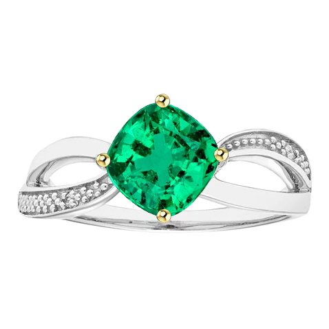 Glänzender Smaragd Edelstein-Ring 1 Karat – Hauptansicht