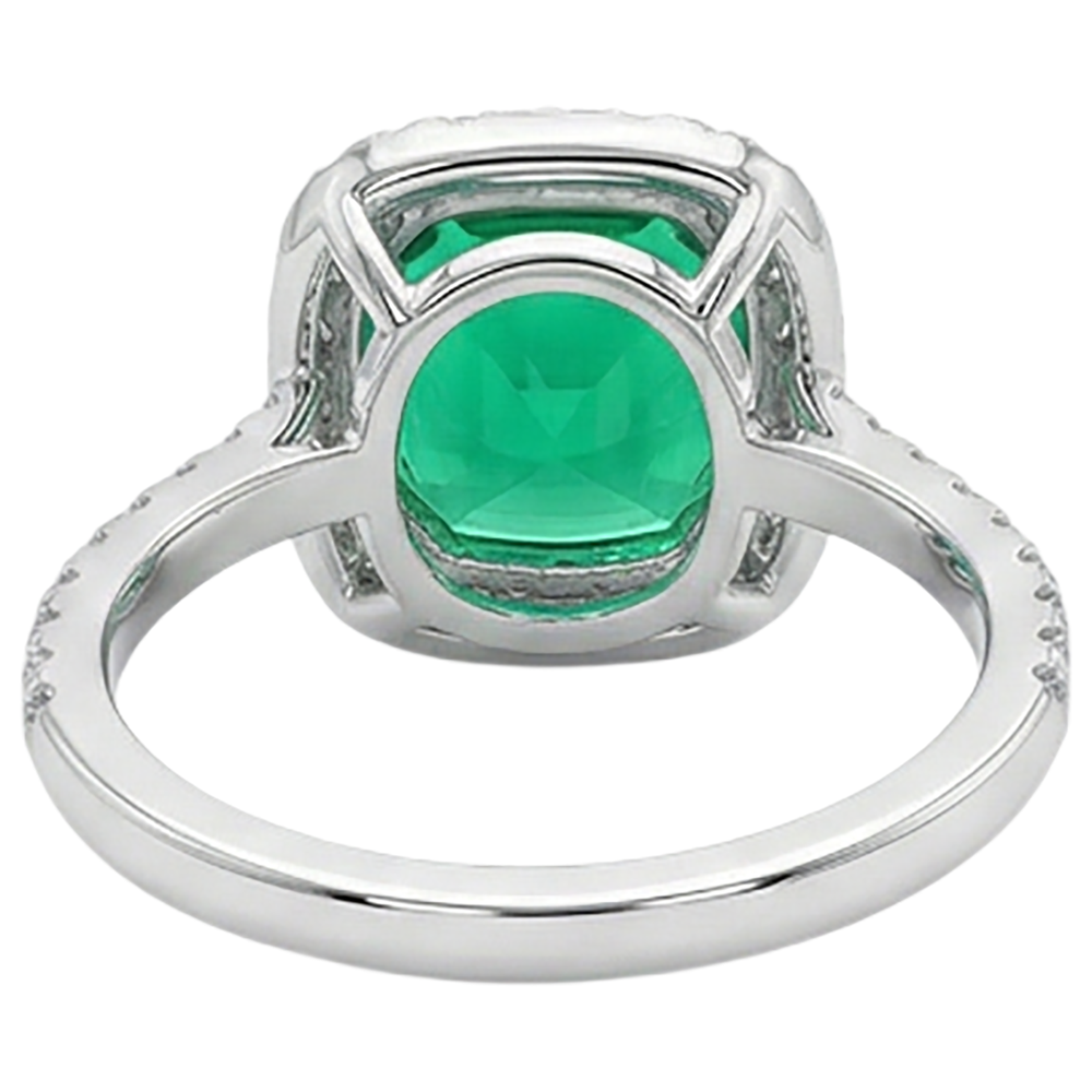 Farbstein-Ring Bicolor 14K Gold mit Edler Smaragd – Rückansicht