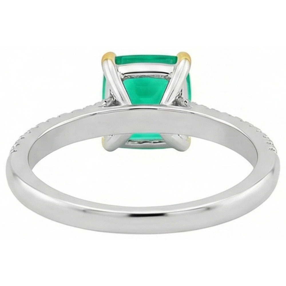 Smaragd Schmuckstein-Ring 3,50-Karat Zweifarbiges 14K Gold – Draufsicht