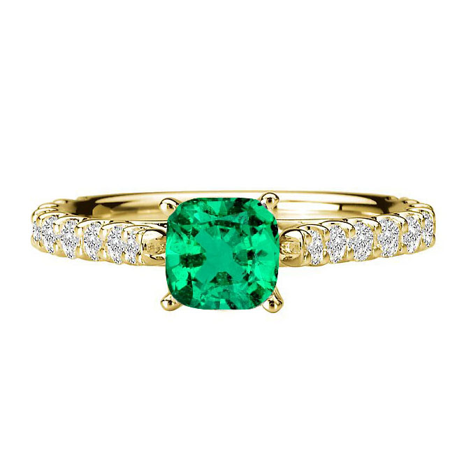 Authentischer Smaragd Farbstein-Ring 3 Karat 14 Karat Gelbgold – Hauptansicht