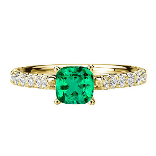 Authentischer Smaragd Farbstein-Ring 3 Karat 14 Karat Gelbgold – Hauptansicht
