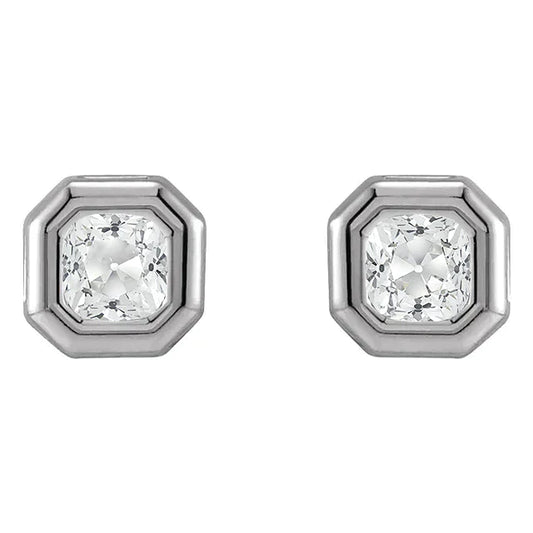 Authentischer Brillant Ohrstecker 2 Karat 14K Weißgold – Frontansicht