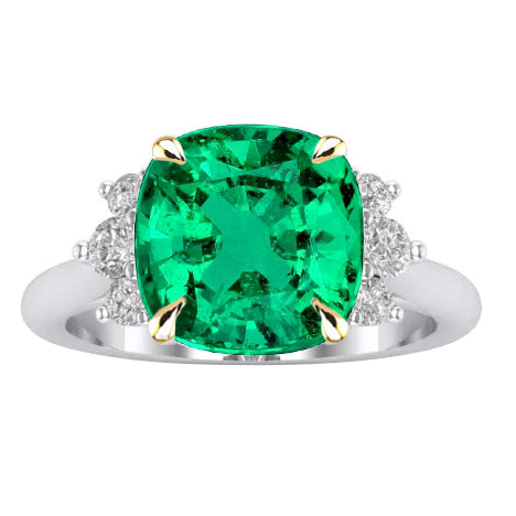 Glänzender Smaragd Edelstein-Ring 4 Karat – Hauptansicht