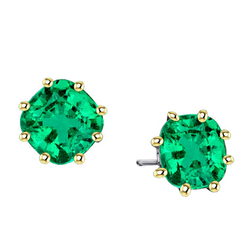 3,50 Karat Edler Smaragd Gemstone Earring in 14 Karat Zweifarbig
