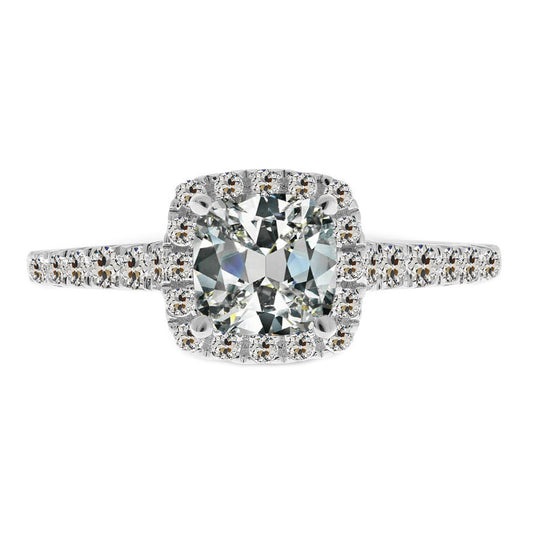 Brillant Cushion Halo-Ring in 14 Karat Weißgold – Hauptansicht