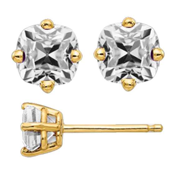 Brillant Kissen-Schliff Ohrstecker in 14 Karat Gelbgold – Hauptansicht