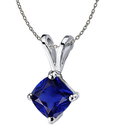 14 Karat Weißgold Blauer Saphir Schmuckstein-Anhänger