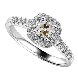 Schimmernder Old Mine Cut Diamant Halo-Verlobungsring – 4,50