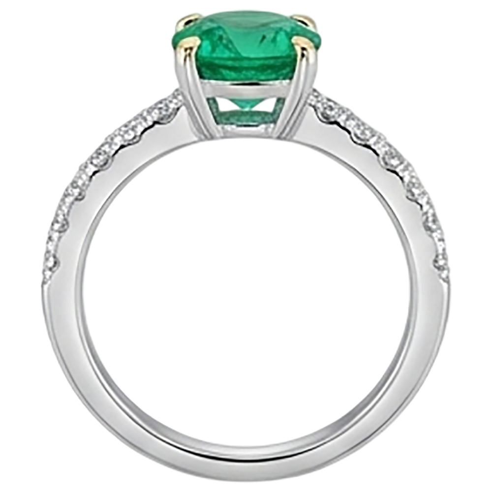 Edelstein-Ring Bicolor 14K Gold mit Smaragd – Rückansicht