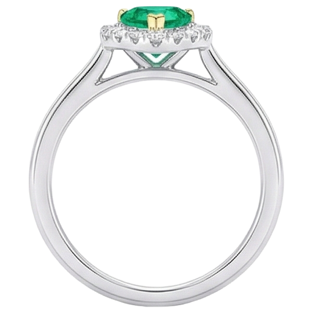 Erdgewonnener Kolumbianischer Smaragd Farbstein-Ring 0,50 Karat Zweifarbiges 14K Gold – Draufsicht