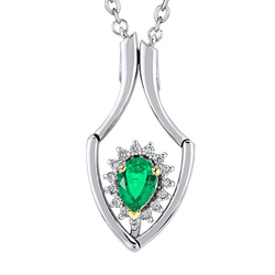 Edelstein-Anhänger Bicolor 14K Gold – Smaragd Tropfen-Schliff 1