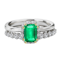 Smaragd GIA-Geprüft Schmuckstein-Ring 2 Karat in Bicolor 14K Gold