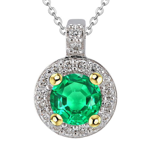 Natürlicher Smaragd Stein-Halskette 3 Karat Bicolor 14K Gold – Hauptansicht