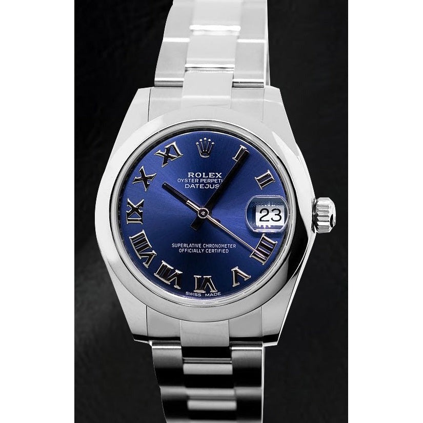 Dame-Datejust Rolex blaues römisches Zifferblatt aus Edelstahl