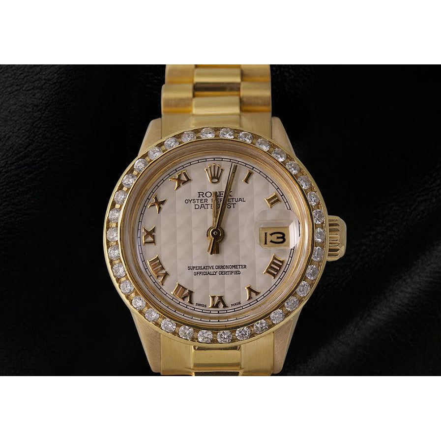Diamant-Lünette Oyster-Armband Dame Rolex