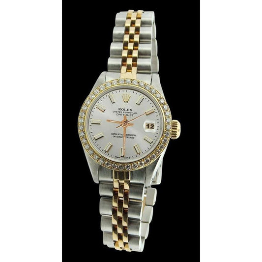 Dame Rolex Datejust Uhr mit Diamantlünette, zweifarbiges Jubilee-Armband