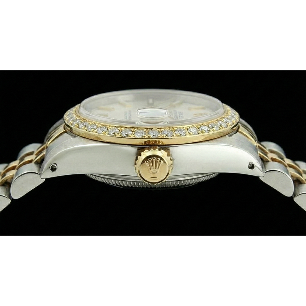 Dame Rolex Datejust Uhr mit Diamantlünette, zweifarbiges Jubilee-Armband