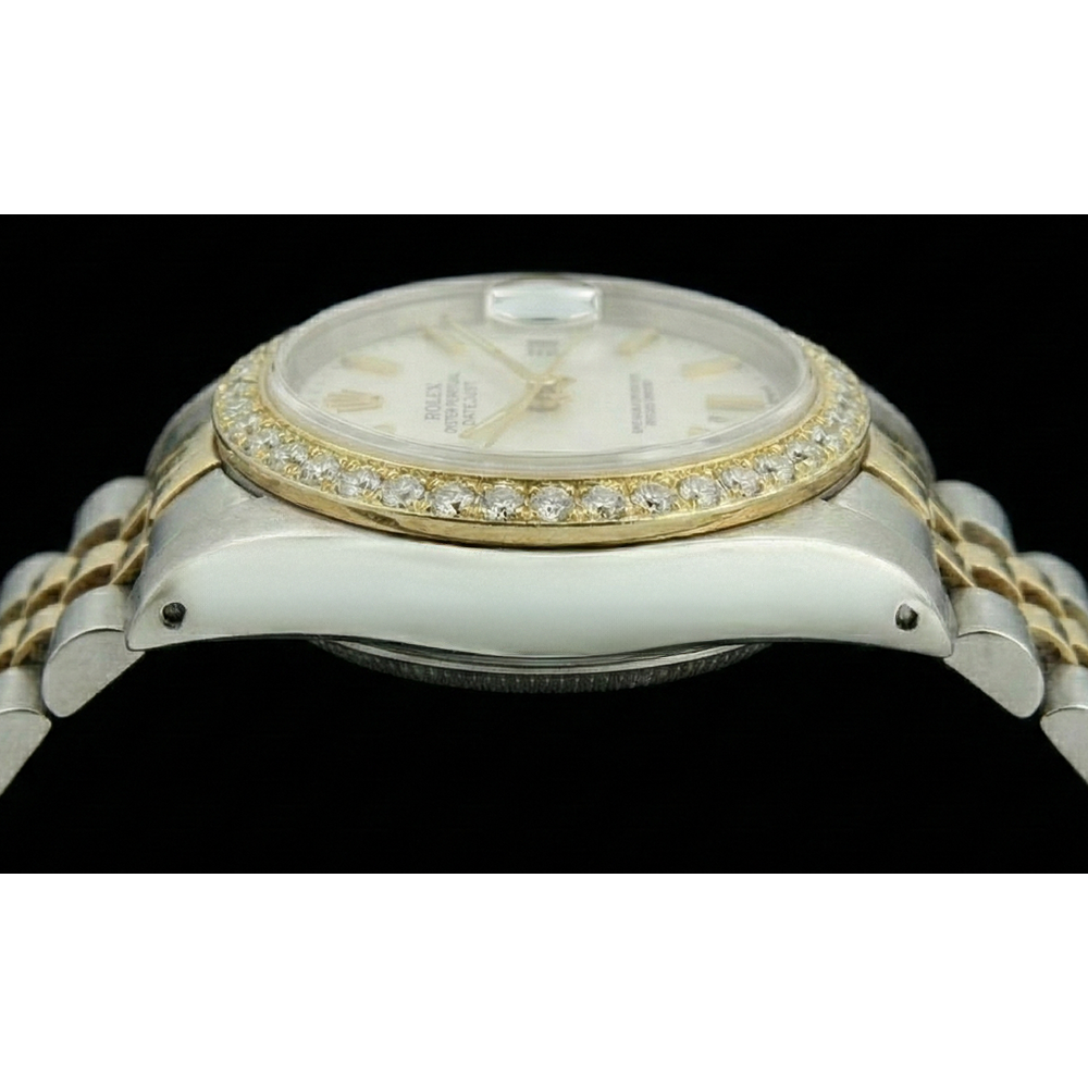 Dame Rolex Datejust Uhr mit Diamantlünette, zweifarbiges Jubilee-Armband