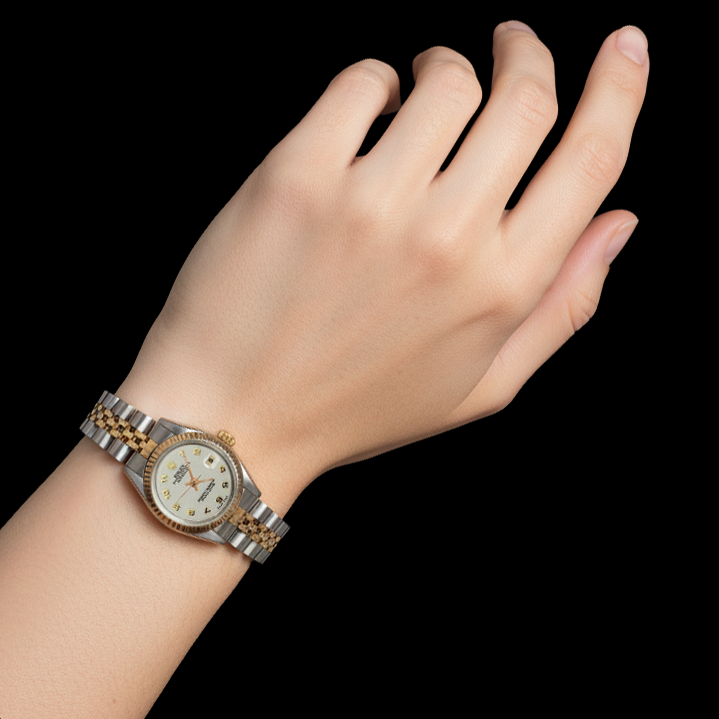 Dame Rolex Gelbgold Datejust Uhr Perpetual Arabisches Zifferblatt Edelstahl P2