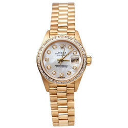 Dame Rolex Präsidentenuhr Mop Lünette Präsident Gelbgold