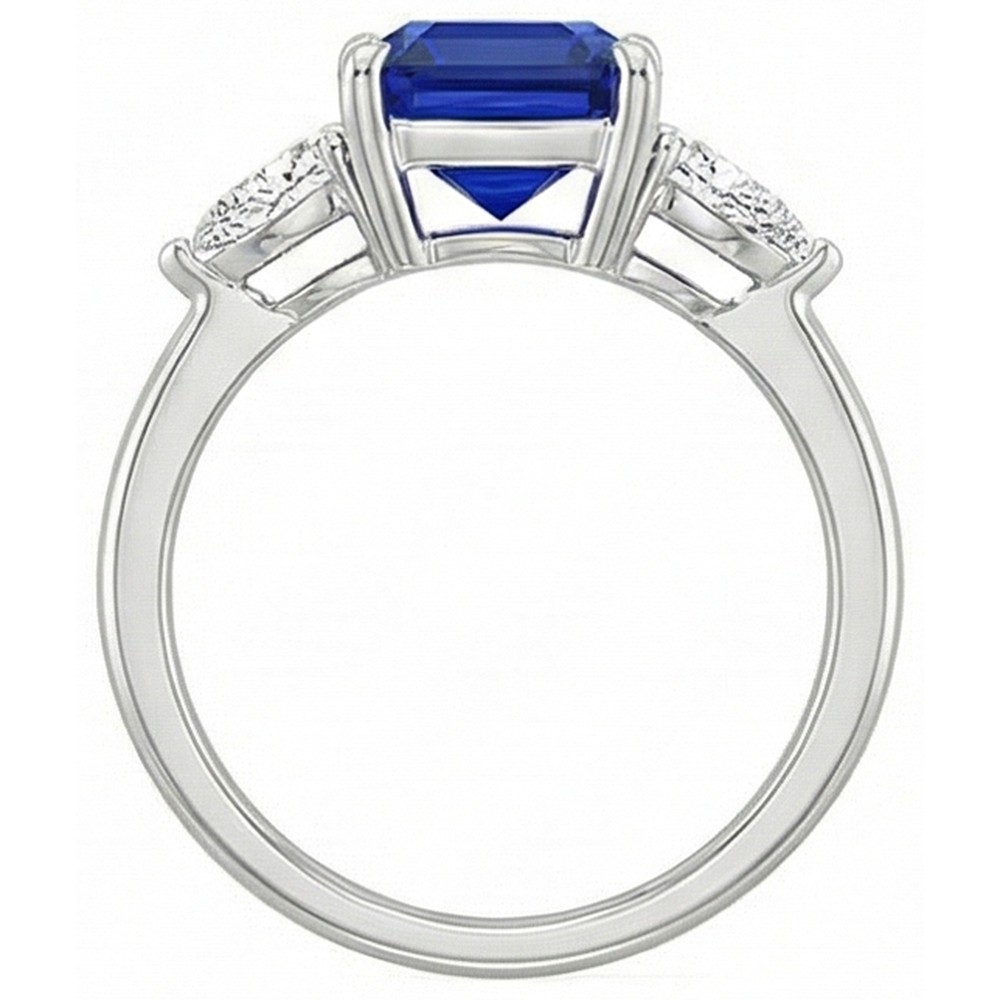 echter cushion diamant 2.75Karat ring Profilansicht
