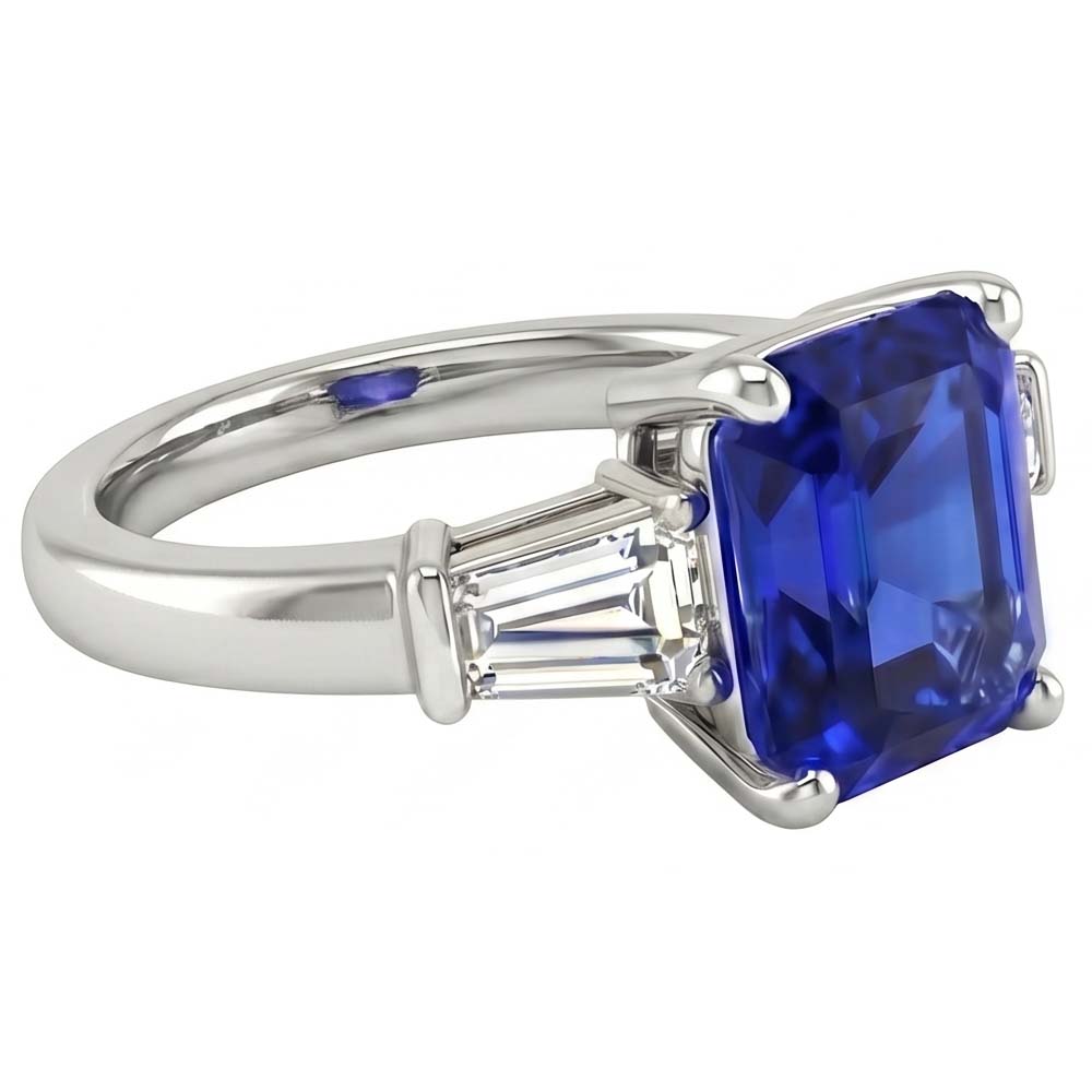 Damen 3 Steine Saphir Verlobungsring 2,50 Karat Baguette Natürlicher Diamant ( nicht im Labor gezüchtet )en