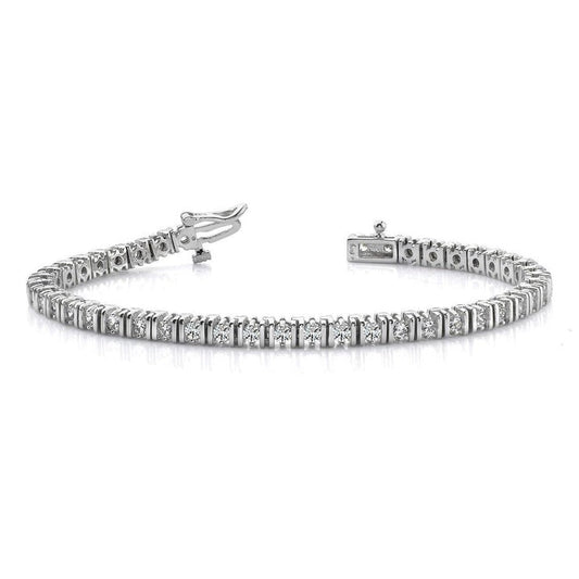 Damen 6,75 ct Rundschliff Echt Diamant Doppelglied-Tennis-Armband Weißgold