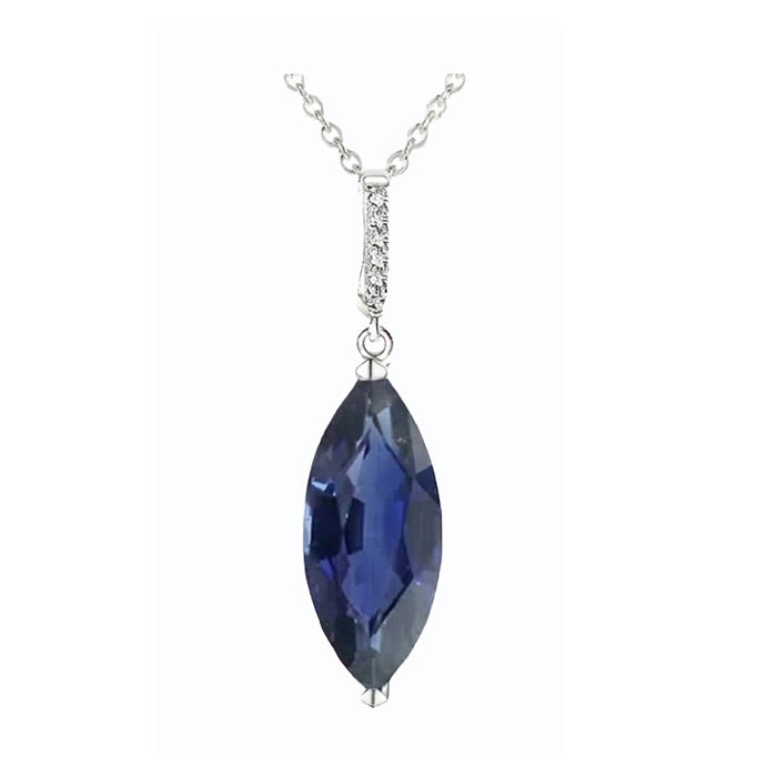 Damen-Anhänger Marquise mit dunkelblauem Saphir und Aus der Erde Abgebauter Natürlicher Diamant, 4,75 Karat