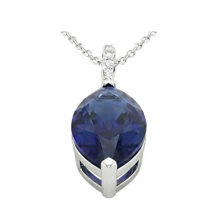 Damen-Anhänger Marquise mit dunkelblauem Saphir und Aus der Erde Abgebauter Natürlicher Diamant, 4,75 Karat