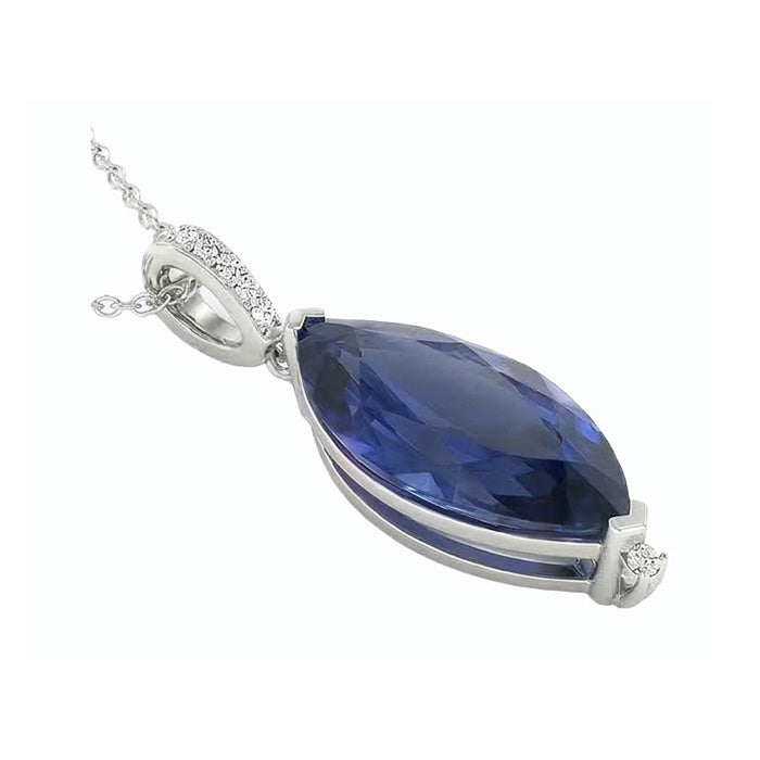 Damen-Anhänger Marquise mit dunkelblauem Saphir und Aus der Erde Abgebauter Natürlicher Diamant, 4,75 Karat