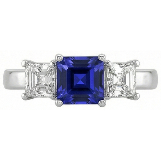 echter asscher diamant 2Karat ring Seitenansicht