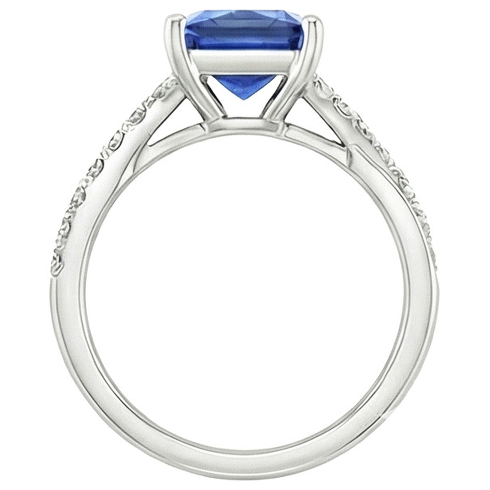 Damen Aus der Erde Abgebauter Natürlicher Diamant Edelstein Ring Prinzessin Ceylon Saphir Gold 3,75 Karat