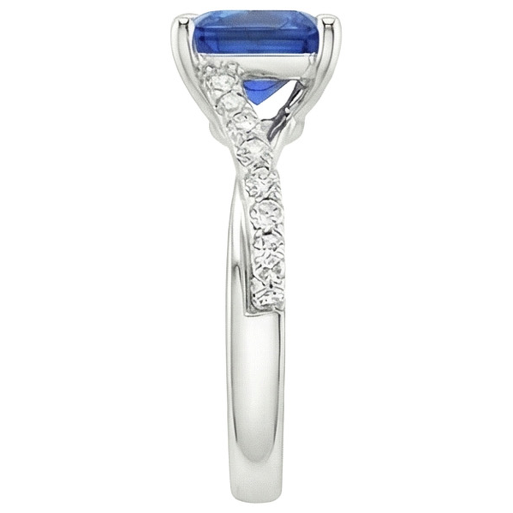 Damen Aus der Erde Abgebauter Natürlicher Diamant Edelstein Ring Prinzessin Ceylon Saphir Gold 3,75 Karat